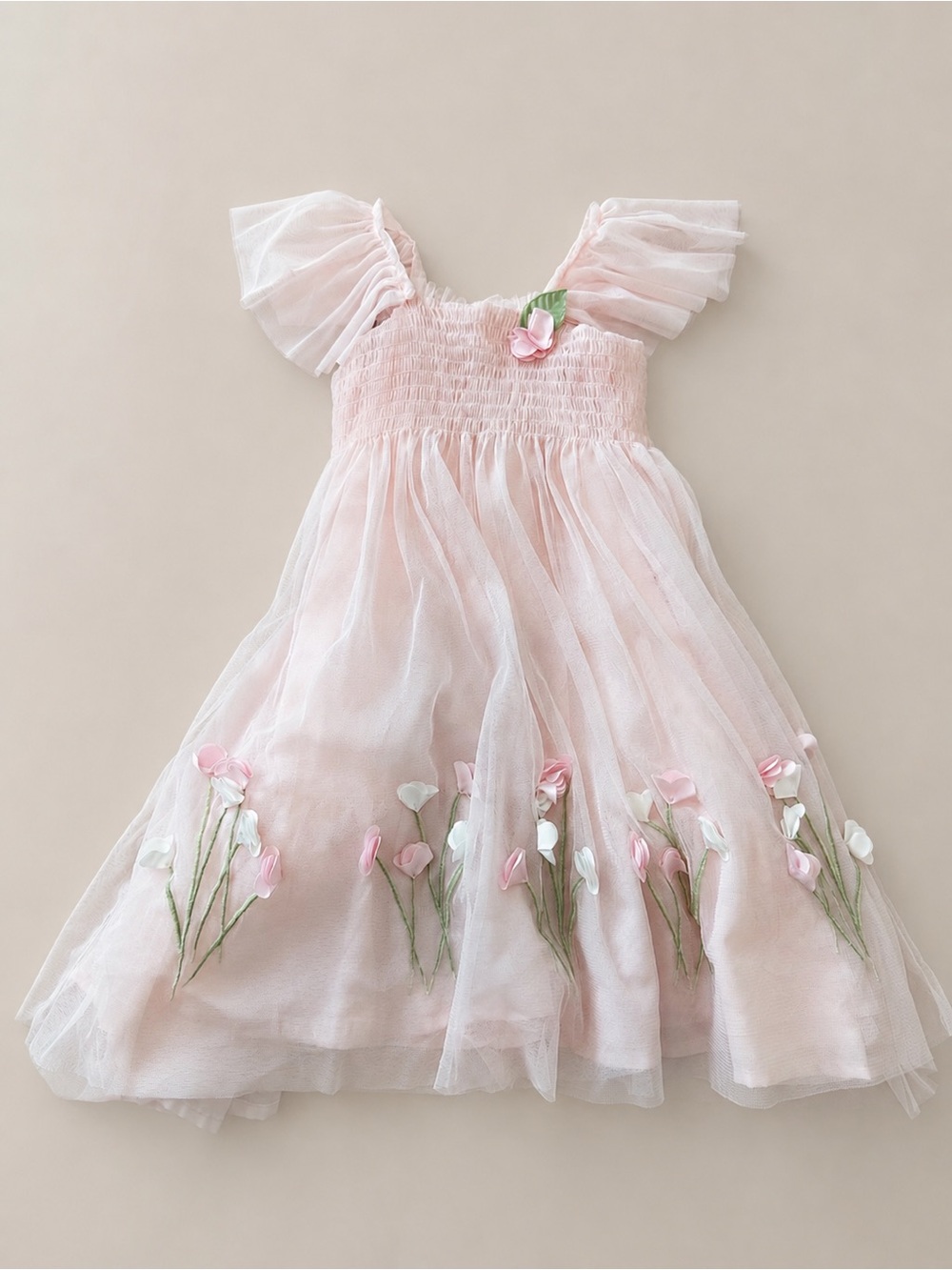 Biscotti Collezioni Girls Pink Tulle Flower Girl Dress Size 6 Floral
